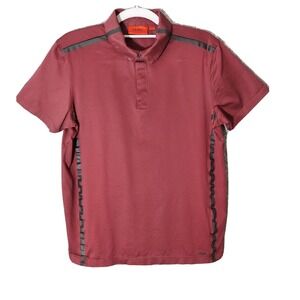 Hugo Boss Burgundy Polo Shirt‎ Short Sleeve Stripe Detail Casual Menswear